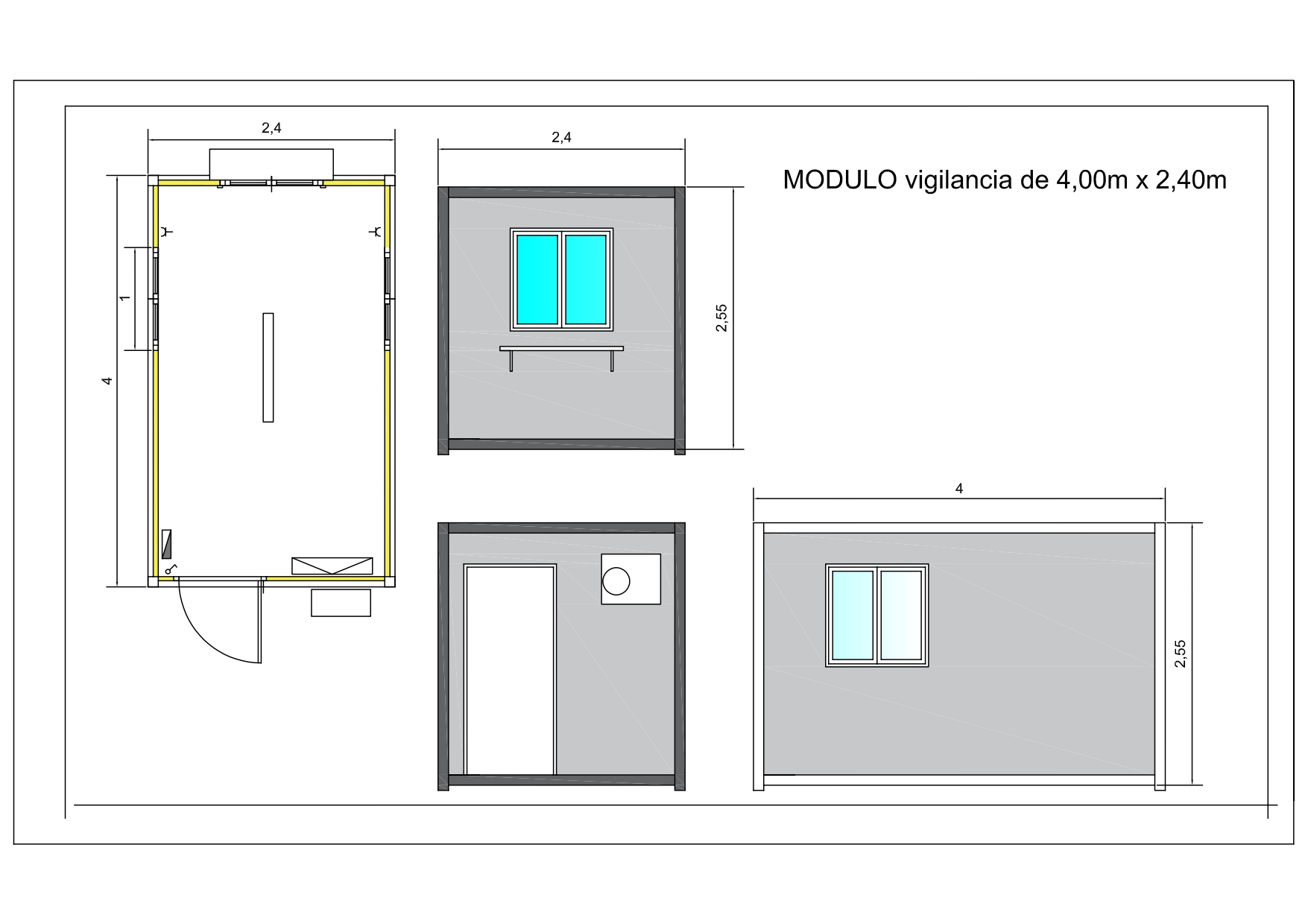 MODULO VIGILANCIA TIPO 4M_ Plano módulo de vigilancia de 4 metros