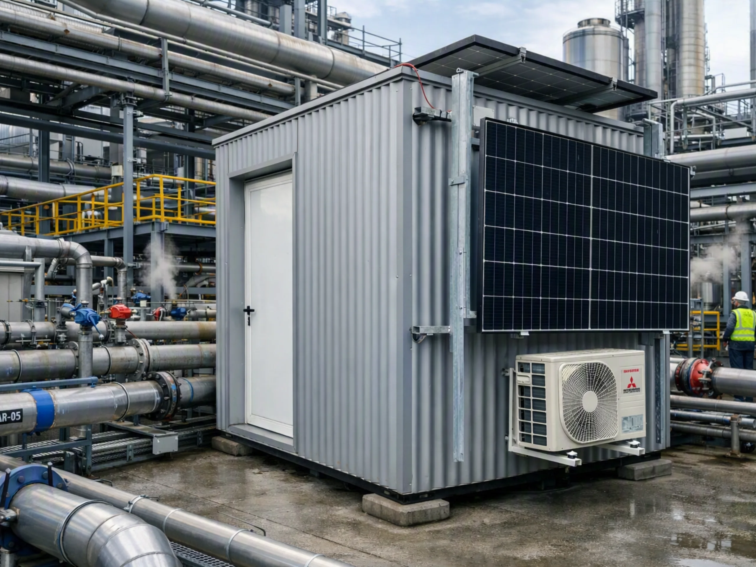 caseta solar portátil en industria